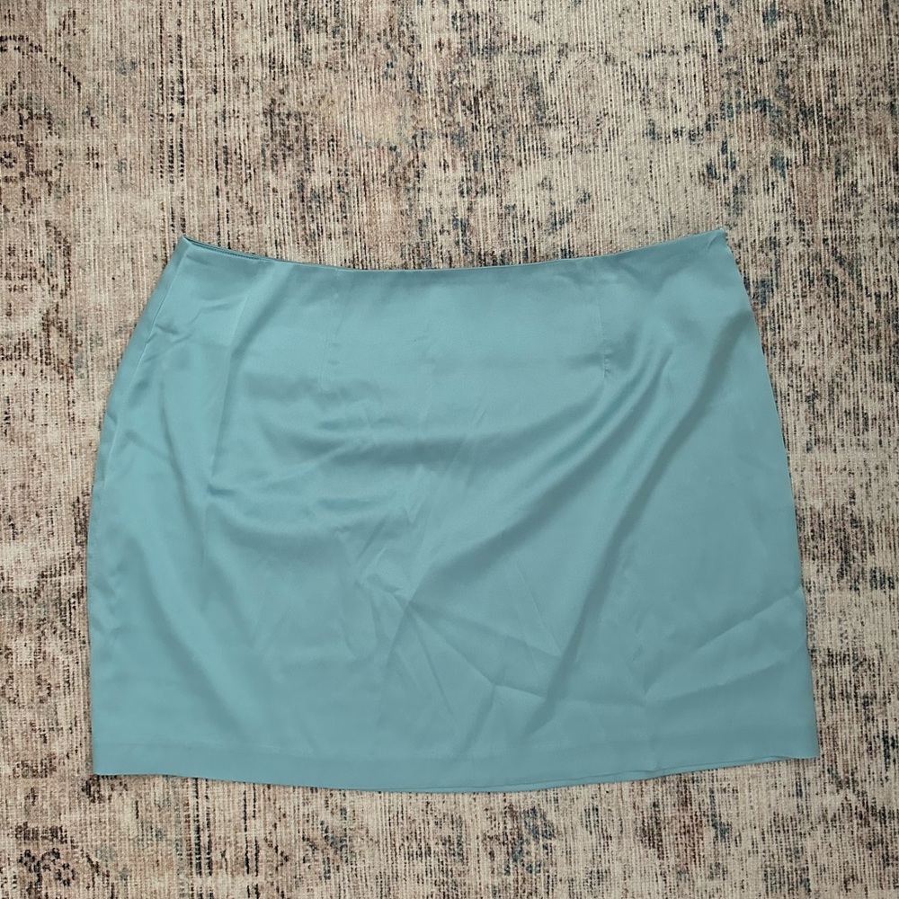 Daily Drills Silky Mini Skirt in Light Blue - Size Medium